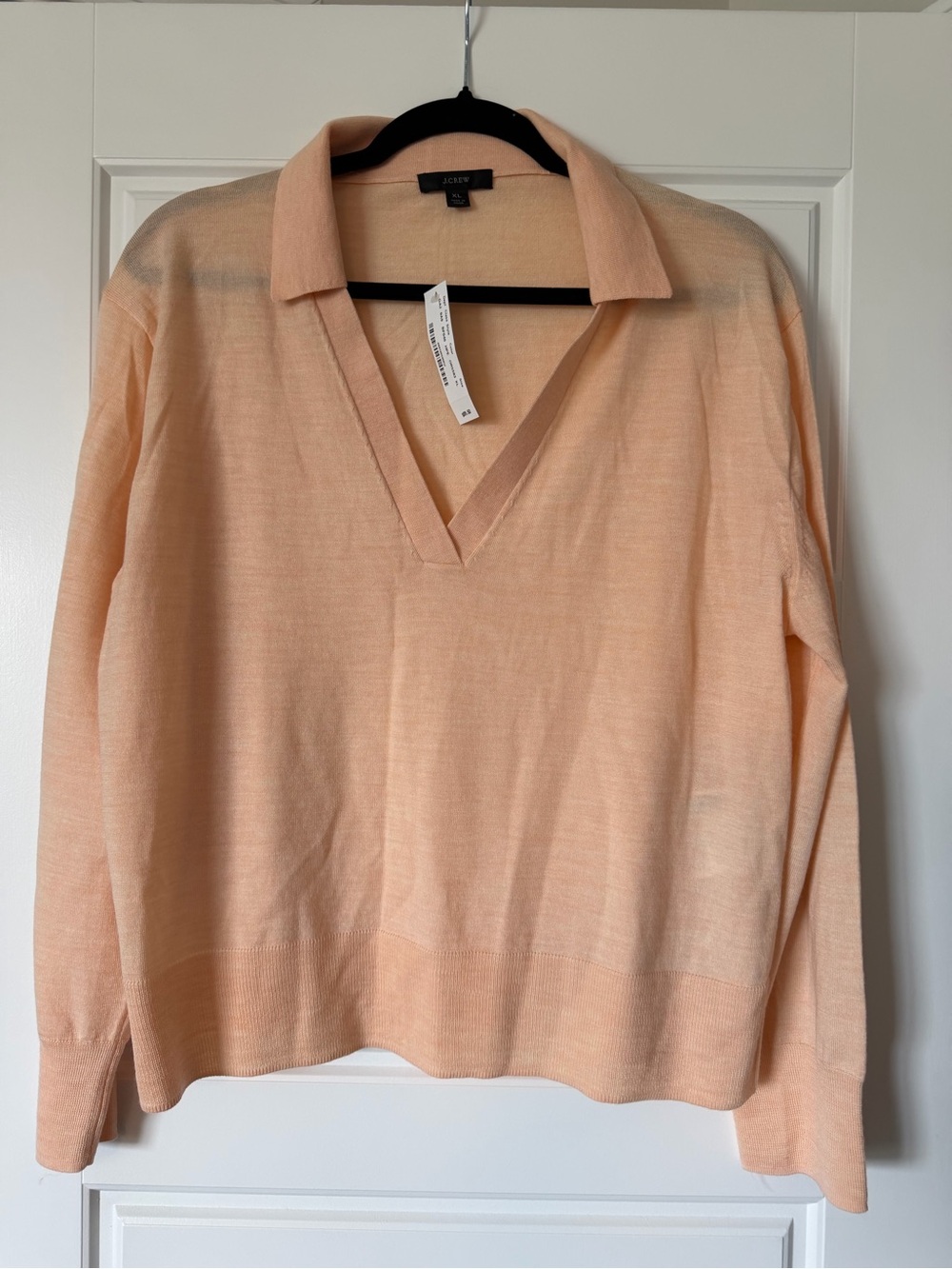 J. Crew Peach V-Neck Polo Sweater